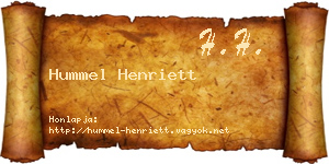 Hummel Henriett névjegykártya